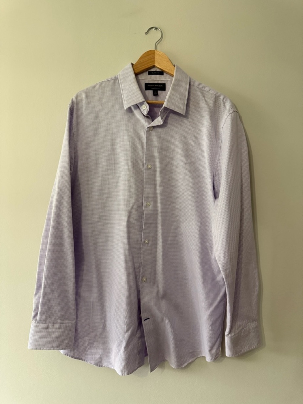 Banana Republic Slim Fit Dress Shirt XL Purple Micro Check